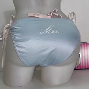 🔥Victoria's Secret Light Blue 'Mrs.' Satin Panty Sz Medium NWT